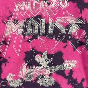 Disney Mickey Mouse Guitar Red Tie Dye Graphic Short Sleeve T-Shirt MEDIUM